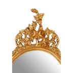 Floral Motif Gold Finish Round Wall Mirror