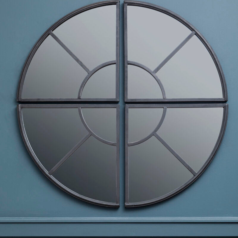 Round Window Pane Wall Mirror