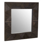 Brown Carved Wood Wall Mirror