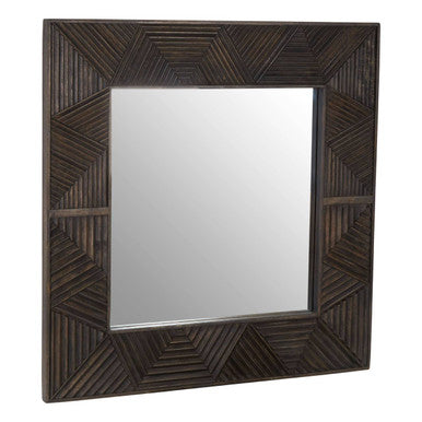 Brown Carved Wood Wall Mirror