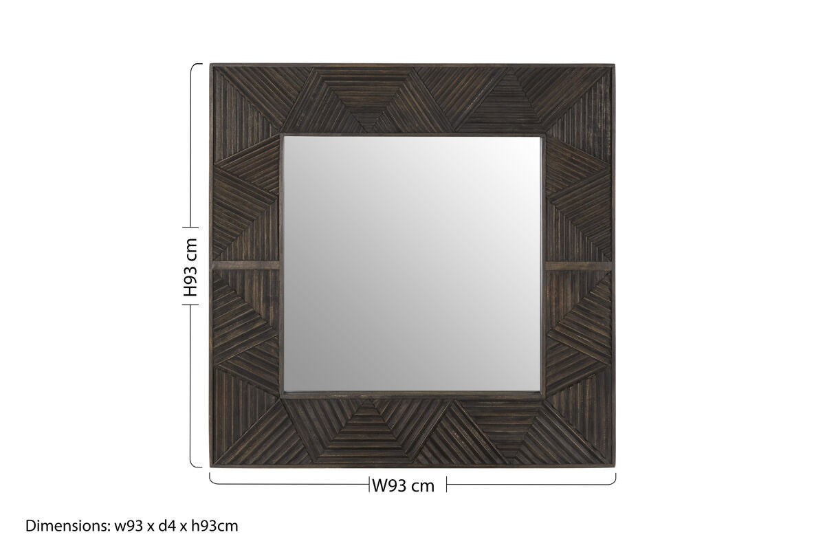 Brown Carved Wood Wall Mirror