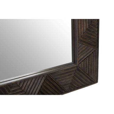 Brown Carved Wood Wall Mirror
