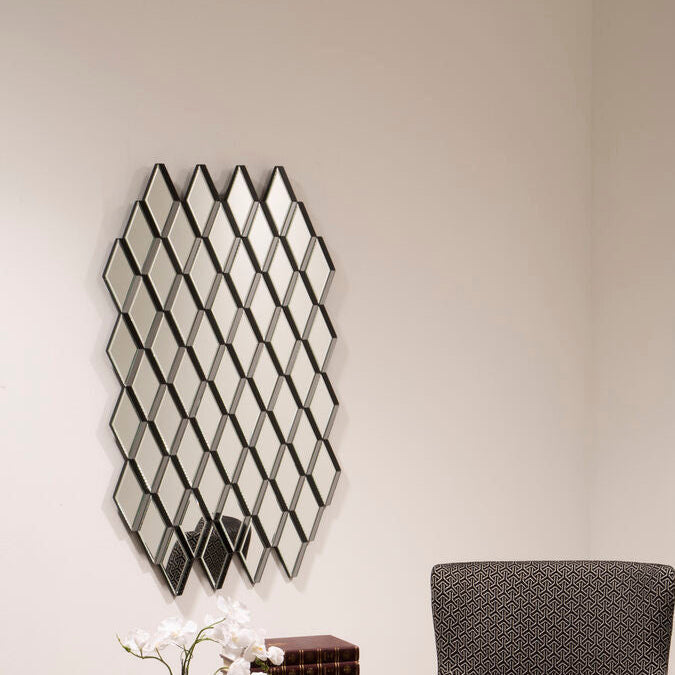 Grey and Clear Triangle Wall Mirror