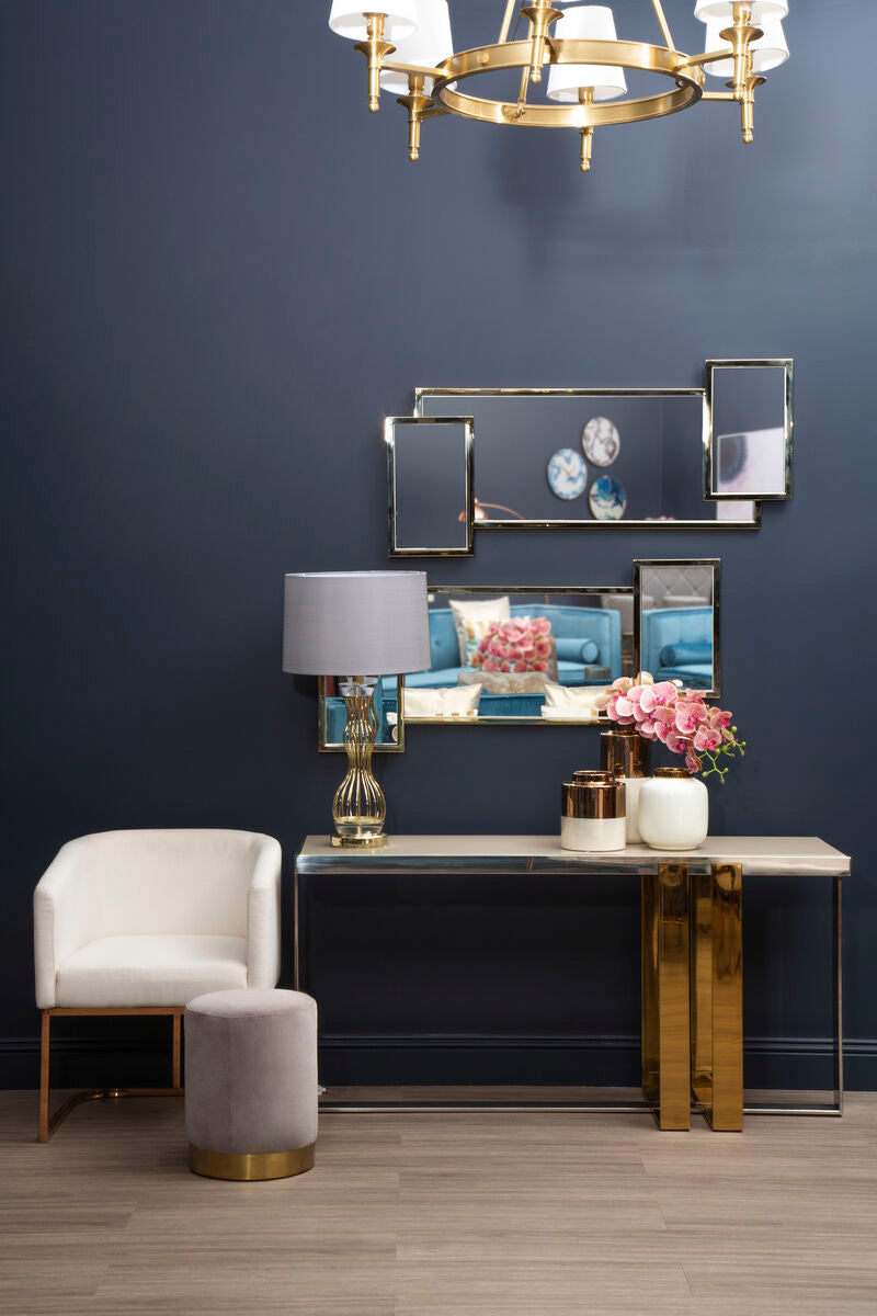 Gold Frame Triple Panel Wall Mirror
