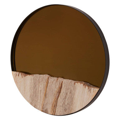 Petrified Wood Tile Small Round Mirror