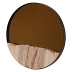 Petrified Wood Tile Small Round Mirror