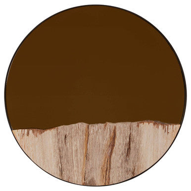 Petrified Wood Tile Small Round Mirror