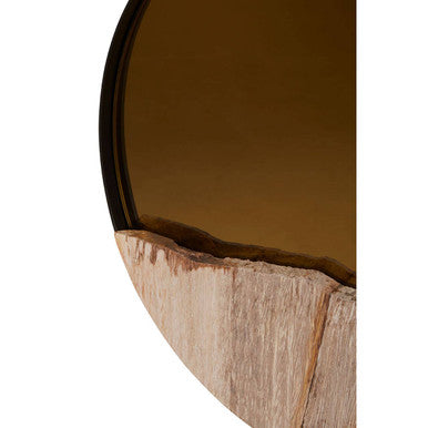 Petrified Wood Tile Small Round Mirror