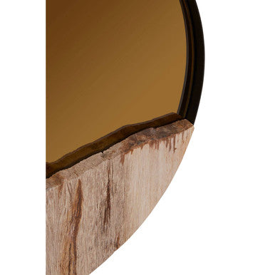 Petrified Wood Tile Small Round Mirror