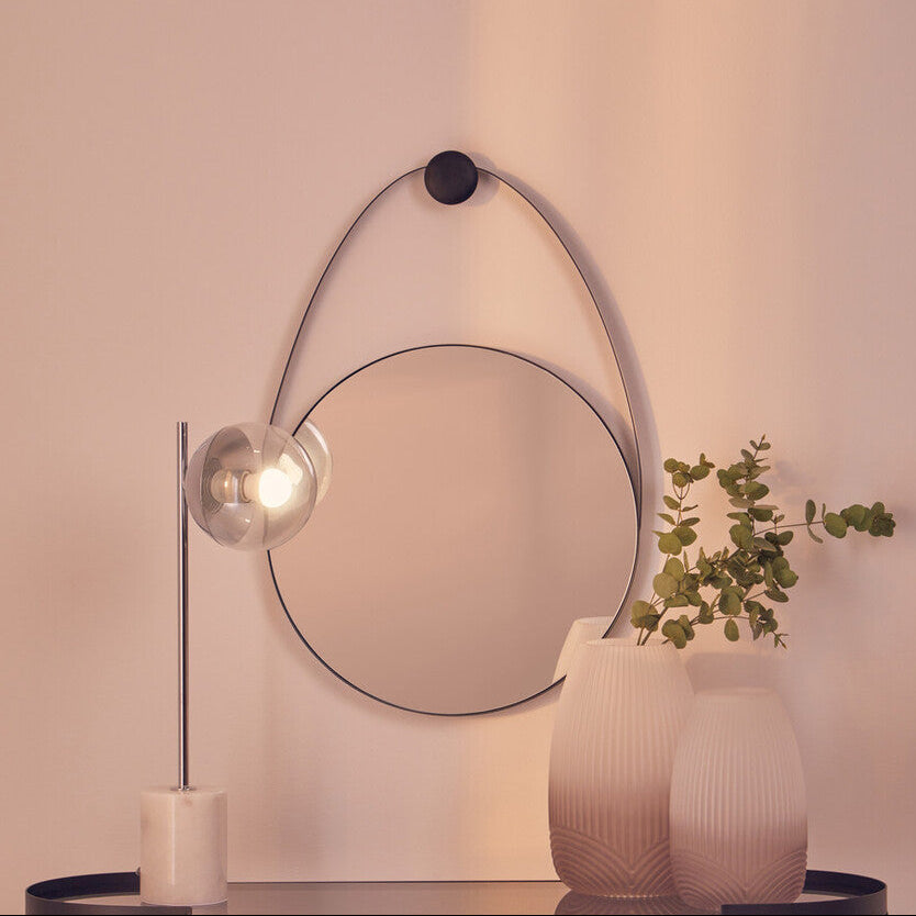 Black Frame Hanging Loop Wall Mirror