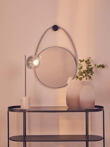 Black Frame Hanging Loop Wall Mirror