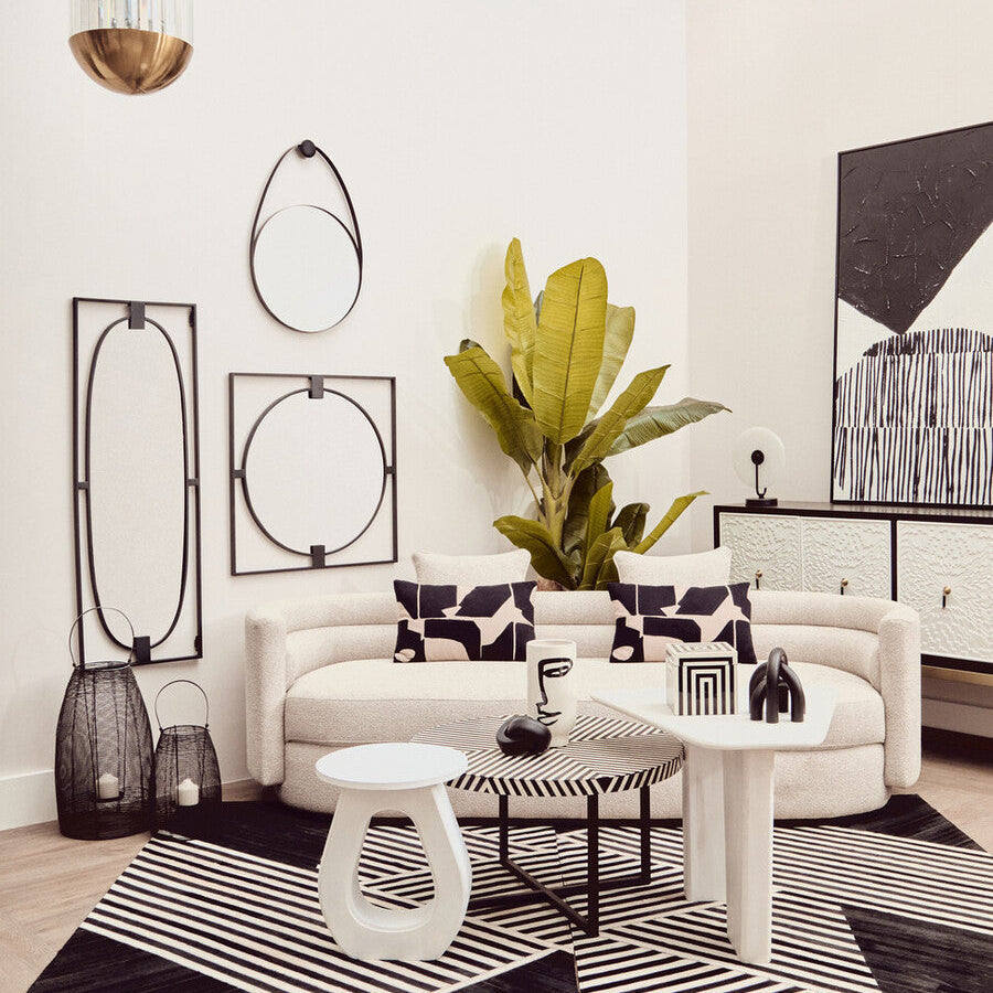 Black Frame Hanging Loop Wall Mirror