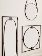 Black Frame Hanging Loop Wall Mirror