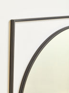Large Square Black Metal Frame Round Insert Wall Mirror