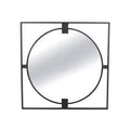 Small Square Black Metal Frame Round Insert Wall Mirror