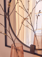 Small Square Black Metal Frame Round Insert Wall Mirror