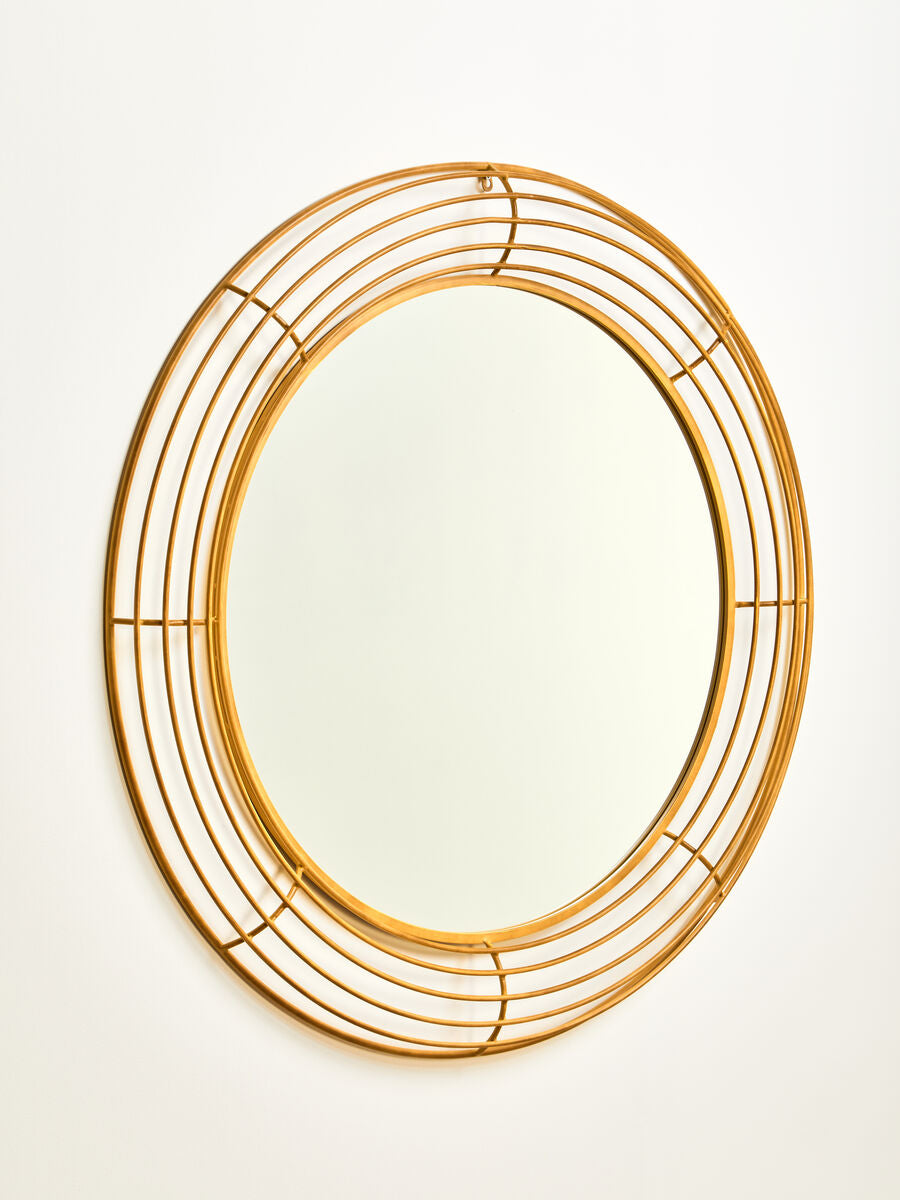Antique Gold Round Wall Mirror
