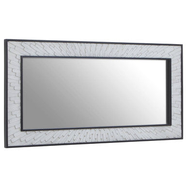 Grey and White Finish Elm Wood Wall Mirror