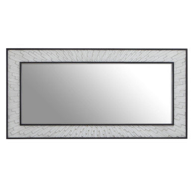 Grey and White Finish Elm Wood Wall Mirror