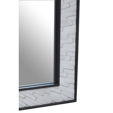 Grey and White Finish Elm Wood Wall Mirror
