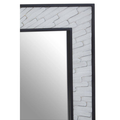 Grey and White Finish Elm Wood Wall Mirror