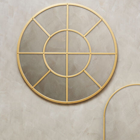 Gold Finish Round Wall Mirror