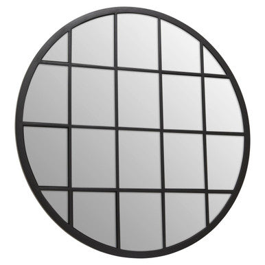 Round Metal Grid Wall Mirror