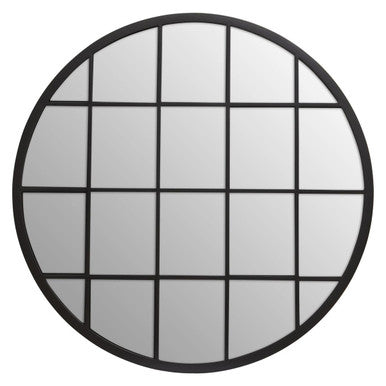 Round Metal Grid Wall Mirror