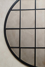 Round Metal Grid Wall Mirror