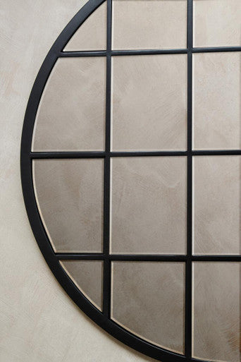 Round Metal Grid Wall Mirror