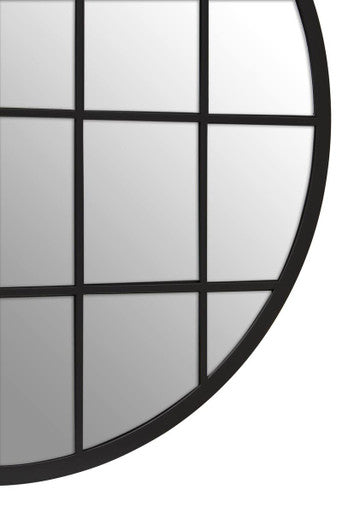 Round Metal Grid Wall Mirror