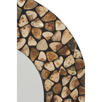 Round Black Wall Mirror with Seashell Inlay
