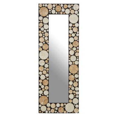 Rectangular Black Wall Mirror with Shell Inlay