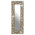 Rectangular Black Wall Mirror with Shell Inlay