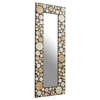 Rectangular Black Wall Mirror with Shell Inlay