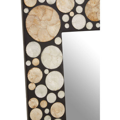 Rectangular Black Wall Mirror with Shell Inlay