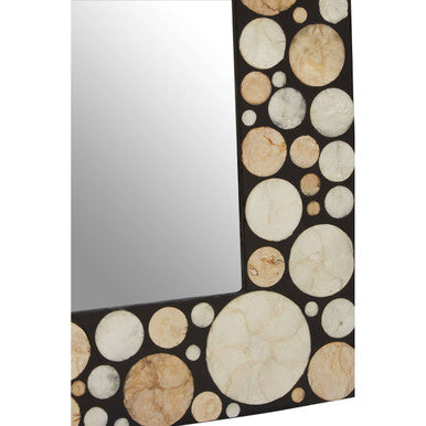 Rectangular Black Wall Mirror with Shell Inlay
