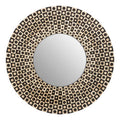 Round Black Wall Mirror with Shell Inlay