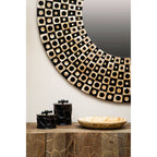 Round Black Wall Mirror with Shell Inlay