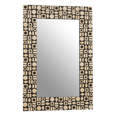 Black Wall Mirror with Shell Inlay