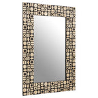 Black Wall Mirror with Shell Inlay