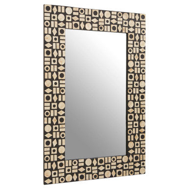 Black Wall Mirror with Shell Inlay