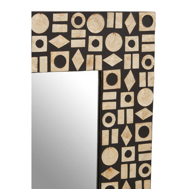 Black Wall Mirror with Shell Inlay