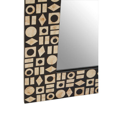 Black Wall Mirror with Shell Inlay