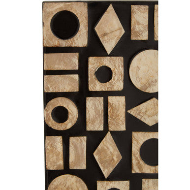 Black Wall Mirror with Shell Inlay