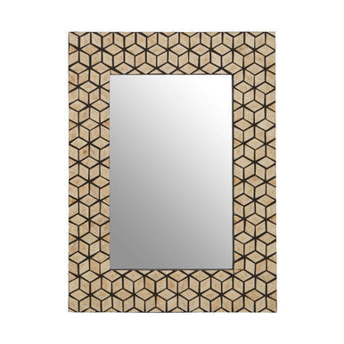 Black Wall Mirror with Seashell Inlay