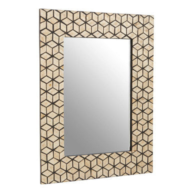 Black Wall Mirror with Seashell Inlay