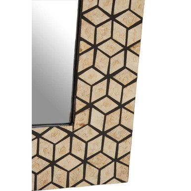 Black Wall Mirror with Seashell Inlay