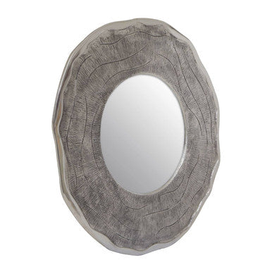 Large Oak Effect Silver Wall Mirror