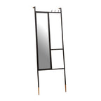 Black Metal Floor Standing Mirror with Coat Rack